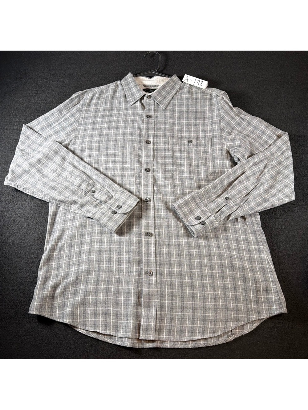 Banana Republic Mens L Slim Fit Gray Plaid Button Down Shirt 100% Cotton